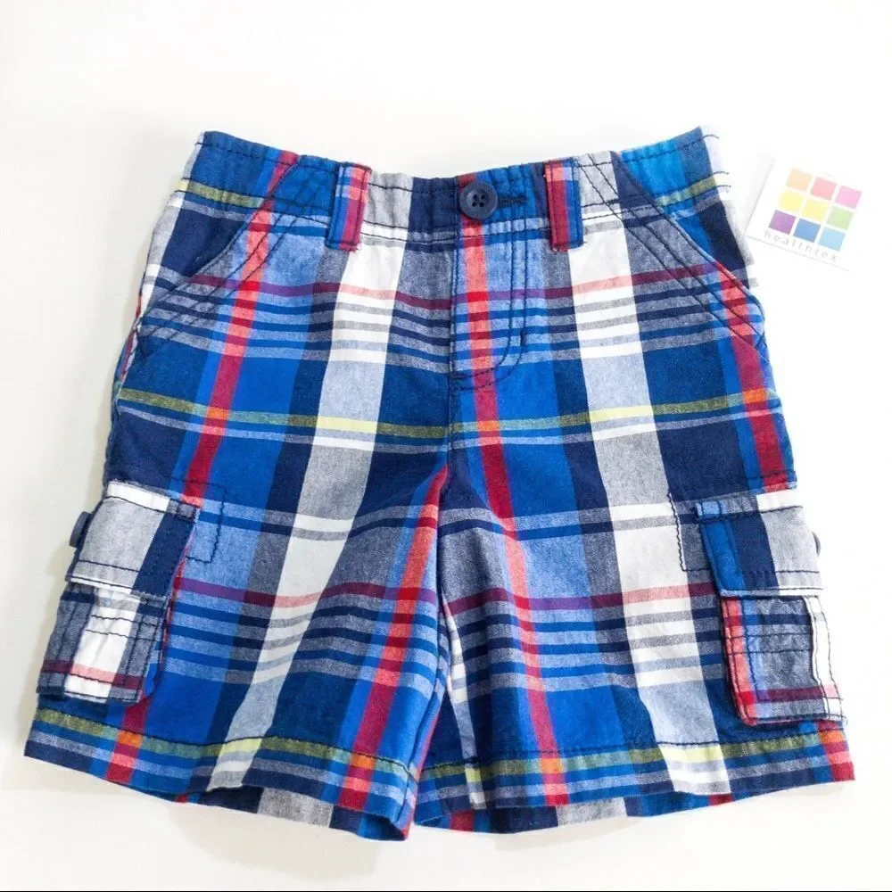 NWT Healthtex Plaid Cargo Shorts Sz 24M